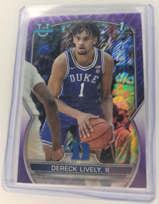 Dereck Lively 2023 1st Bowman U Chrome Basketball Purple Shimmer Refractor #100