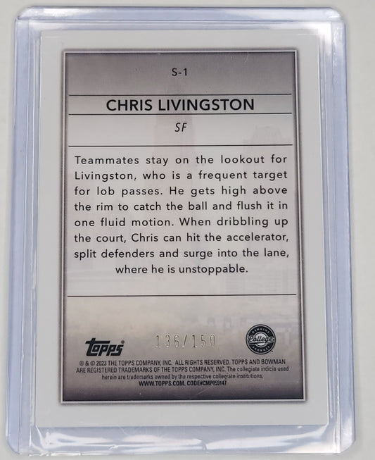 2023 Bowman Chrome U Chris Livingston 136/150 Aqua Skyscraping