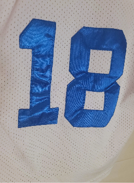 Blue number 18 on a white Peyton Manning used medium