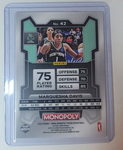 Basketball trading card featuring Marquesha Davis with player rating details on a white background