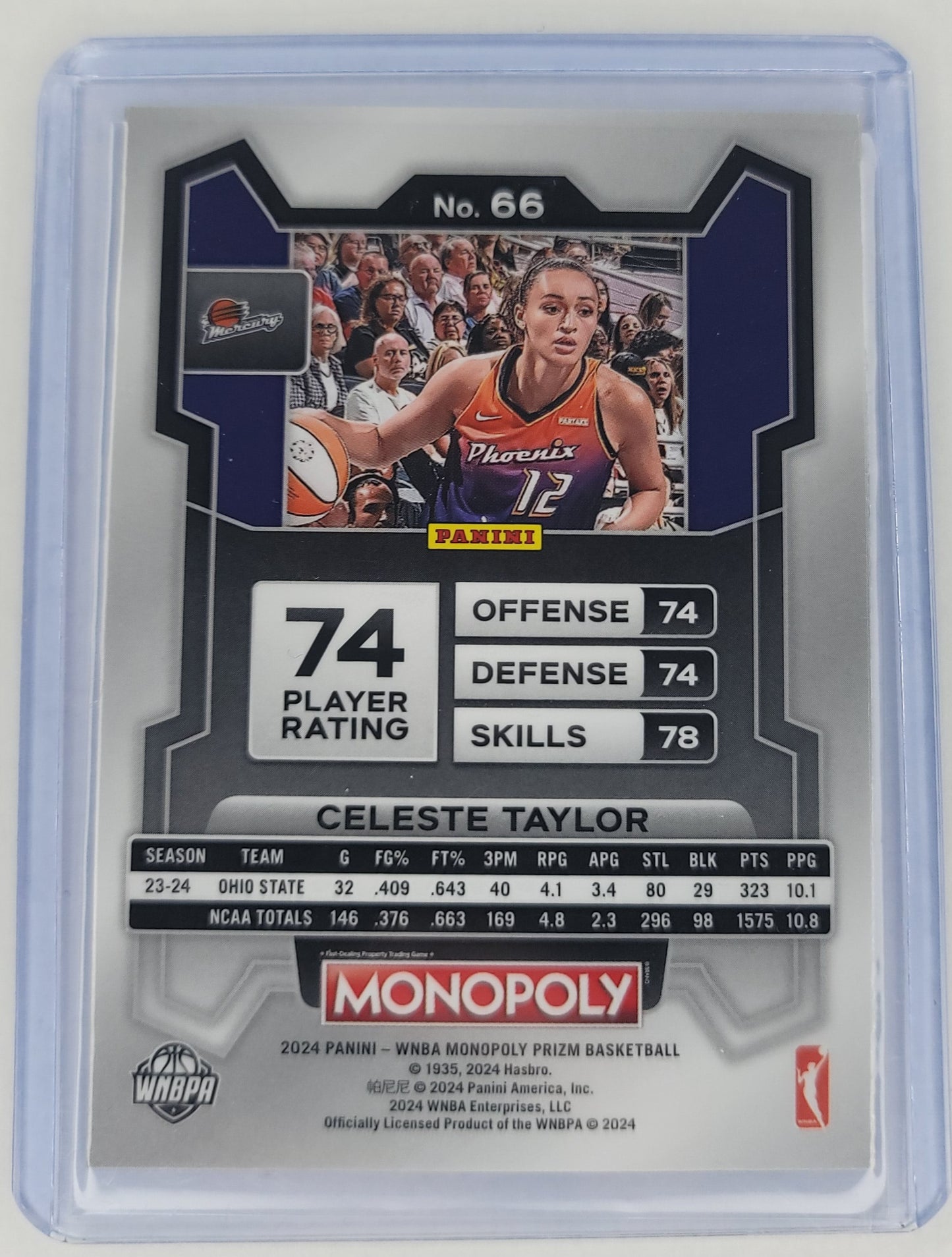 2024 WNBA Celeste Taylor rookie Monopoly Prizm basketball card
