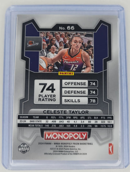 2024 WNBA Celeste Taylor rookie Monopoly Prizm basketball card