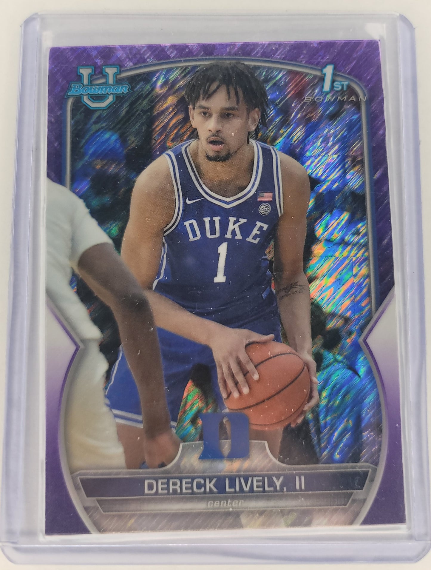 Dereck Lively 2023 1st Bowman U Chrome Basketball Purple Shimmer Refractor #100