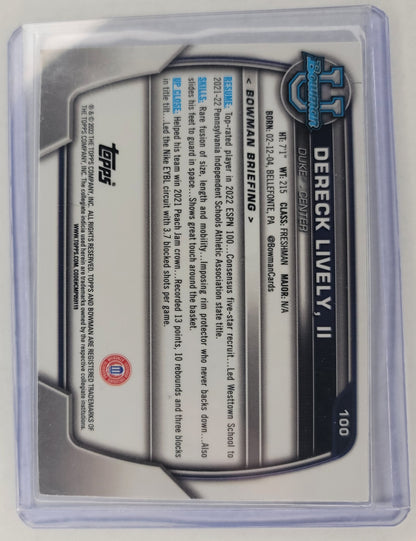 Dereck Lively 2023 1st Bowman U Chrome Basketball Purple Shimmer Refractor #100