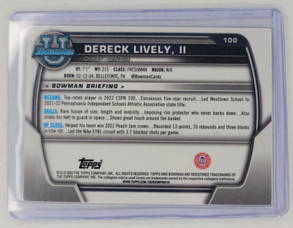 Dereck Lively 2023 1st Bowman U Chrome Basketball Purple Shimmer Refractor #100