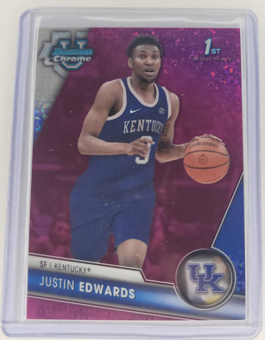 Justin Edwards Bowman Chrome U 2024 basketball no.46 purple shimmer refractor #21/150