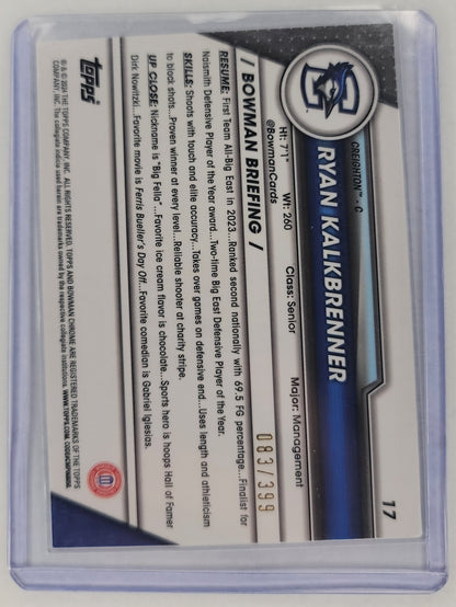 Ryan Kalkbrenner 1st Bowman Chrome U purple shimmer no.17 #83/399