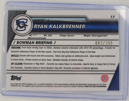Ryan Kalkbrenner 1st Bowman Chrome U purple shimmer no.17 #83/399
