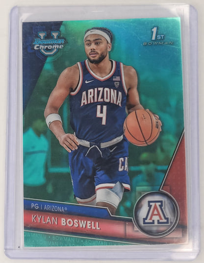 Kylan Boswell 2023-2024 Bowman Chrome U Aqua Wave no.3 #'d 222/299 1st Bowman