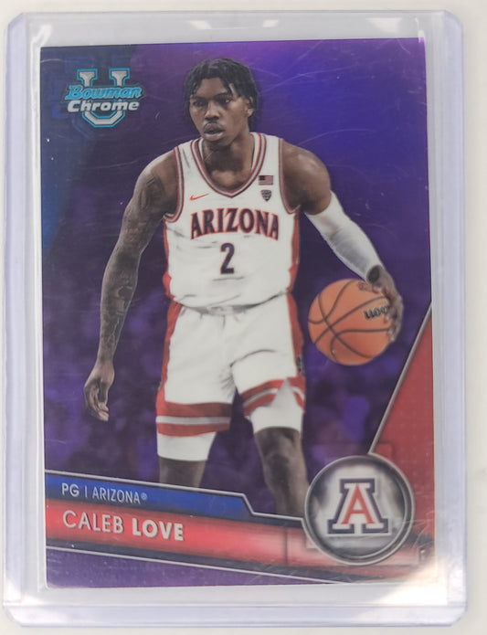 Caleb Love 2023-2024 Bowman Chrome U no.58 #'d 79/399 Purple