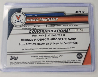 Isaac McNeely Bowman Chrome U Basketball 2023-24 #'d 37/50 Gold Refractor