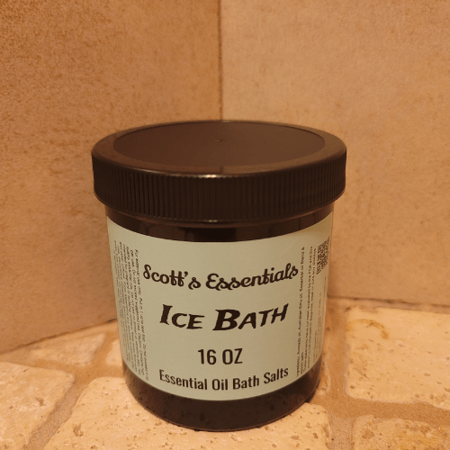 Jar of Scott's Essentials Ice Bath on a tiled surface