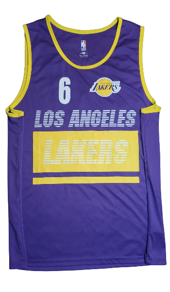 Purple Los Angeles Lakers jersey with number 6 on a white background