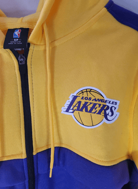 Yellow and blue hoodie with Lakers logo