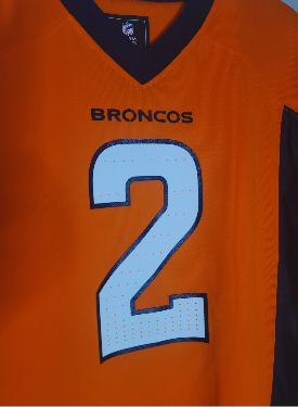 Orange Broncos jersey with number 2 on a white background