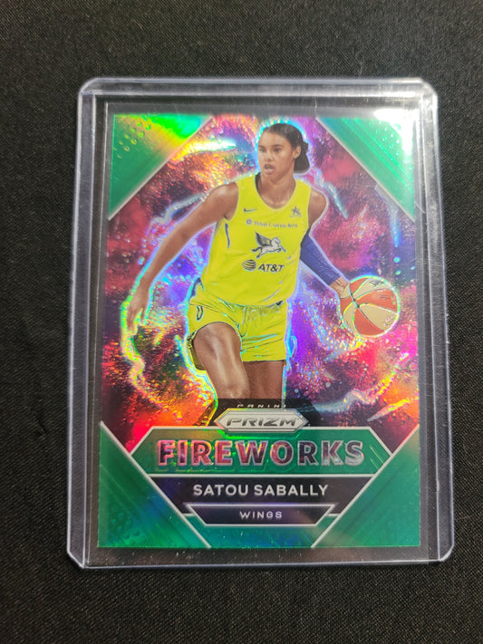 Satou Sabally green Fireworks Satou Sabally prizm 2021 WNBA Panini